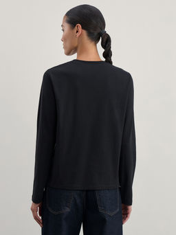 Однотонный базовый лонгслив из хлопка / Zarina  фото 5