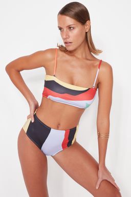 Renkli Soyut Desenli Yuksek Bel Bikini Alt? TBESS22BA0014
