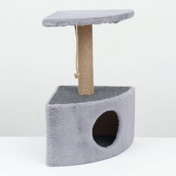 Домик для животных угловой, джут, 35 х 35 х 64 см, серый