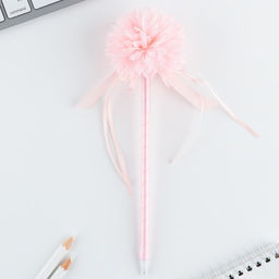 Ручка прикол, шариковая, синяя паста, 1.0 мм 8 марта: Хризантема с лентами