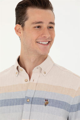 U. S. Polo Assn Мужская рубашка светло-коричневого цвета с длинным рукавом - U.s. polo assn фото 9