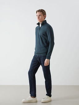Dik Yaka Uzun Kollu Erkek Kal?n Sweatshirt