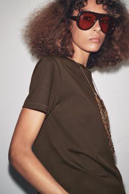 MERCERISED COTTON T-SHIRT - Zara фото 9