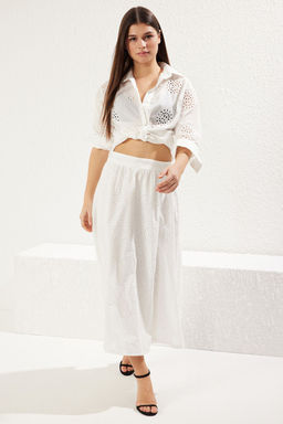TRENDYOLMILLA Beyaz Brode Nak?sl? Kumas Maxi Boy Dokuma Etek TWOSS25ET00028  фото 4