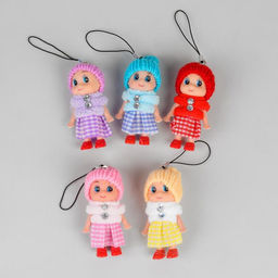 Цена за 12 шт. Кукла - брелок «Куколка», в шапочке и манто, МИКС