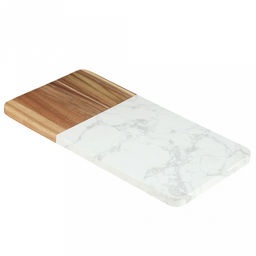 Доска разделочная деревянная "Мрамор" 30х16,5х1,3см, прямоугольная, вставка из белого композитного материала, в амортизирующей упаковке (Китай)