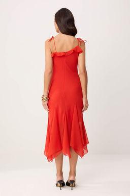 Mor-Cok Renkli Soyut Desen Sifon Midi Astarl? Party Elbise TPRSS26EL00072 - Trendyolmilla фото 11