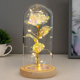 Фигурка светящаяся колба RISALUX Яркий цветок, LED-ночник, от батареек 3?ААА, 11?11?21.5 см  фото 2