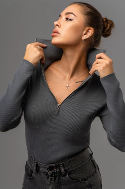 Женский джемпер в рубчик с воротником на молнии Happyfox - Happy fox фото 12