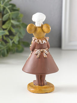 Фигурка полистоун «Мышка-пекарь в тёмном платье, с хлебом», 6×4.5×13 см