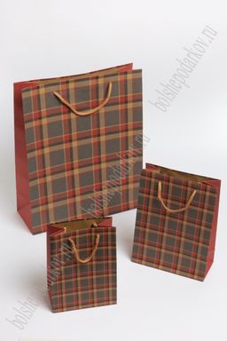 Пакет крафтовый с рисунком "Клетка" 12*16*7 см (12 шт) SF-7169, №3