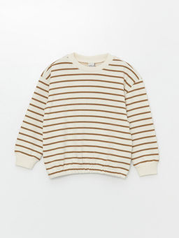 Bisiklet Yaka ?izgili Uzun Kollu K?z ?ocuk Sweatshirt