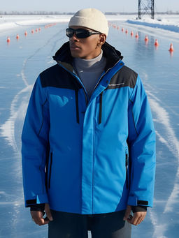 Горнолыжная куртка мужская зимняя голубого цвета 7611Gl