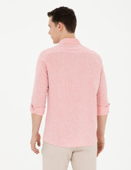 Рубашка Pierre Cardin Regular Fit розовая с примесью льна