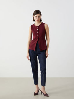 Bisiklet Yaka Kad?n Triko Yelek