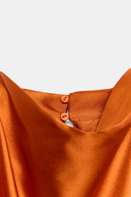 TOP SATINADO HOMBRERAS NUDO / Naranja quemado - Zara фото 6