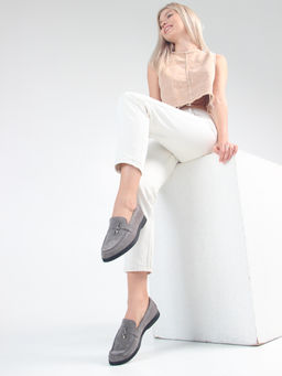 Лоферы туфли 170.2614bl. Серый замок замша