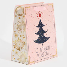 Цена за 2 шт. Пакет подарочный новогодний ламинированный «Салют», MS 18 х 23 х 10 см