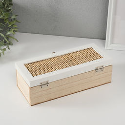 Шкатулка для чая с делениями «Корзинное плетение», дерево, 10×23.5×7 см