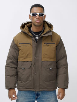 Куртка спортивная мужская зимняя с капюшоном коричневого цвета 609_1K - Mtforce фото 8