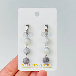 Серьги тройные из ботсванского Агата