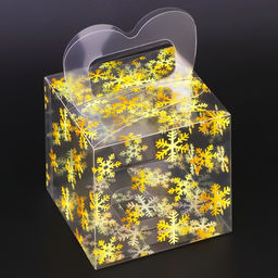 Цена за 5 шт. Коробка подарочная новогодняя складная ПВХ Снежинки 10?10?10 см - UPAK LAND фото 2