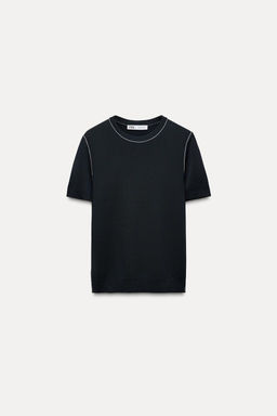 PLAIN KNIT TOP WITH CONTRAST TRIMS - Zara фото 5