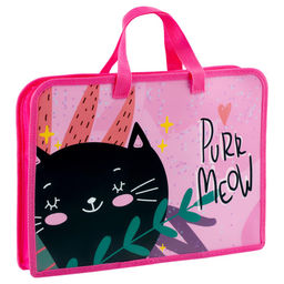 Папка на молнии с ручками А4 ArtSpace "Purr Meow" ширина 40мм (ПТ-14_60142) пластик