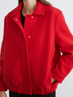 Polo Yaka Kad?n Bomber Ka?e Ceket