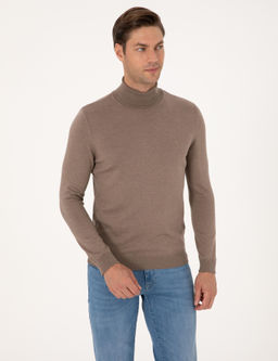 Vizon Melanj Slim Fit Bal_k__ Yaka Basic Triko Kazak