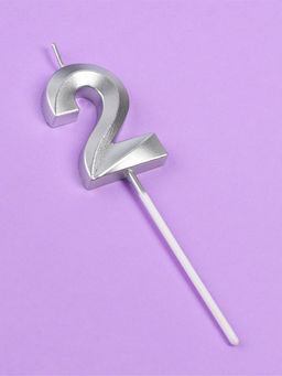 Свеча в торт на шпажке «Грань», цифра 2, серебро, 5 см