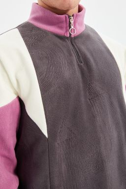 TRENDYOL MAN Antrasit Regular/Normal Kesim Fermuarl? Renk Bloklu Anti-pilling Polar Sweatshirt TMNAW22SW0044 - Trendyolmilla фото 4