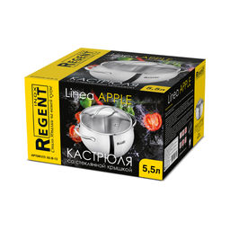 Кастрюля зерк. полировка со стек. кр. 5,5л, 22*13 см Linea APPLE B нерж. арт. 93-B-13