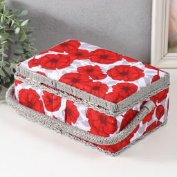 Шкатулка для рукоделия и шитья Красные маки на белом, хранение ниток, иголок, мелочи, 24?16?11 см