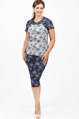 Пижама с бриджами, синий (661-1) - Плиона фото 2