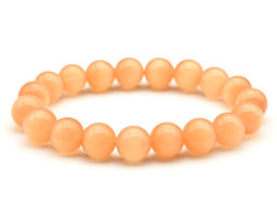 Браслет шарик 10мм из кошачьего глаза цв.персиковый, 15см