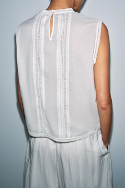 BLUSA ROM?NTICA BORDADA ZW COLLECTION / Blanco - Zara фото 10