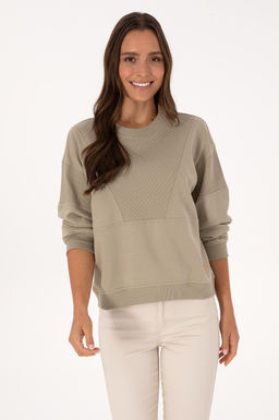 Kad_n A__k Haki Sweatshirt Sepette S_rpriz _ndirim
