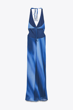 PRINTED HALTER LONG DRESS - Zara фото 13