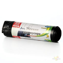 Мешки для мусора 35 л 15 шт 16 мкм/HDPE/ с ручками, зеленый, арт. 24719_Антелла