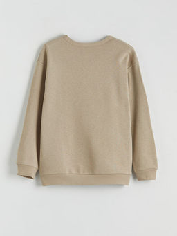 Bisiklet Yaka Bask?l? Erkek ?ocuk Kal?n Sweatshirt