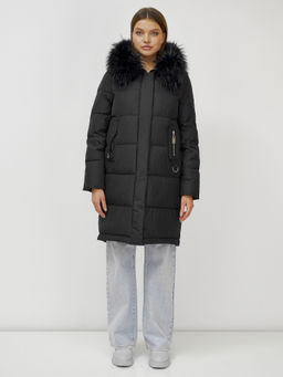 Куртка Бренд Visdeer  ПРЕМИУМ КЛАССА зимняя с мехом ЕНОТА, черного цвета  фото 8