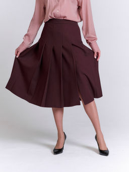 Расклешенная юбка со складками из костюмной ткани в составе ШЕРСТЬ