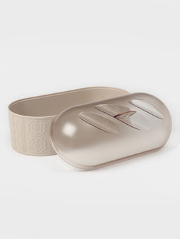 Хлебница с крышкой Альтернатива «Меланж», 33×16×19 см, пластик, бежевая