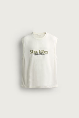 CAMISETA TANK ESTRUCTURA BORDADO COMBINADO / Crudo - Zara фото 6