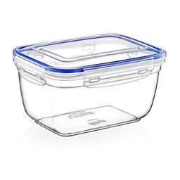 Контейнер для продуктов пластмассовый 1,8л, 20х15х11см, глубокий, с клипсами, воздухонепроницаемый (герметичный), съемный силиконовый уплотнитель, подходит для СВЧ (Россия)