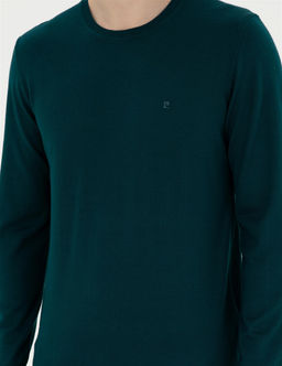 Ye_il Slim Fit Bisiklet Yaka Y_n Kar___ml_ Basic Triko Kazak - Pierre cardin фото 6