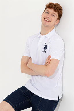 Мужская белая футболка с воротником-поло Неожиданная скидка в корзине