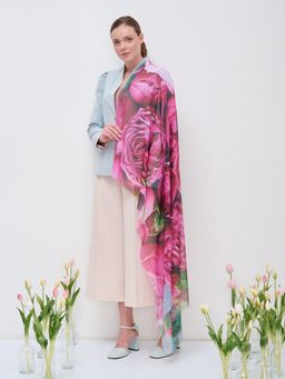 Большой, красивый двусторонний платок с рисунком в стиле арт-декои необычной текстурой ткани - Tantino фото 4