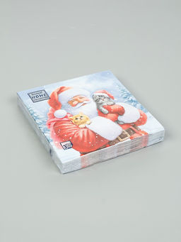 Цена за 2 шт. Салфетки новогодние бумажные Дед Мороз и котята, 3 слоя, 33?33 см, 20 шт.